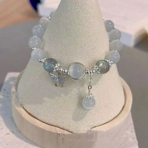 NEW Glass Beaded Stretch Bracelet with Silver Butterfly Charm